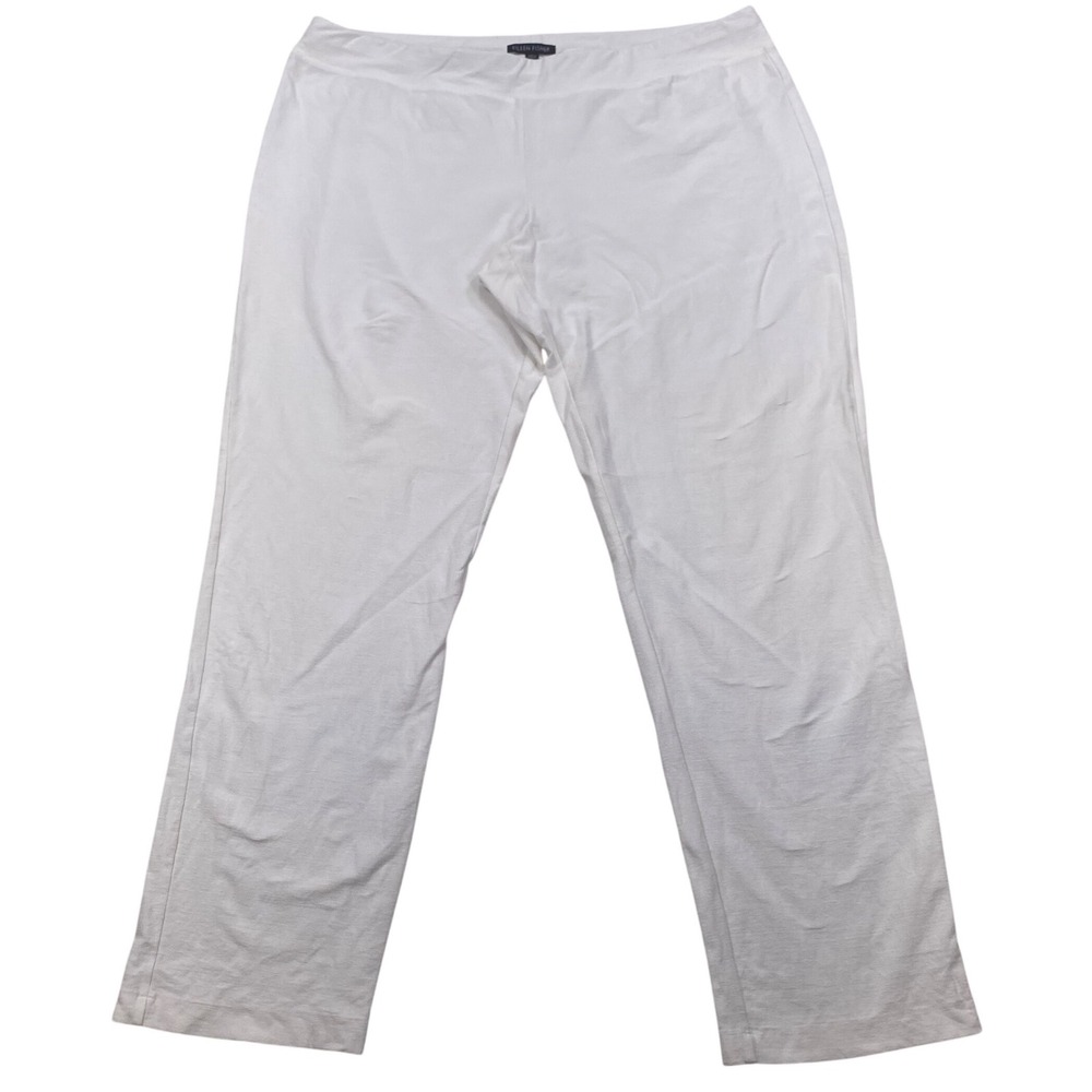 Eileen Fisher Straight Leg Pants Womens L White Stretch Knit Pull On  Read